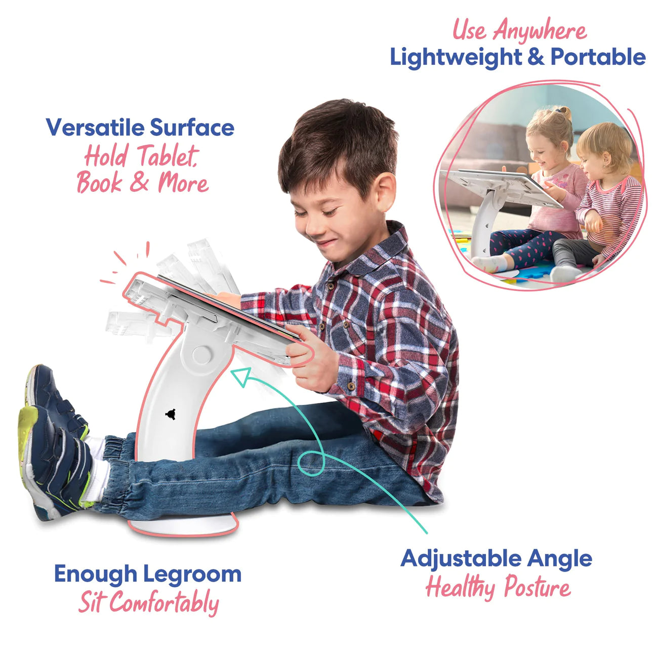 Genion - Escritorio portátil para niños, plegable, portátil, blanco, ligero y fácil de transportar, perfecto para el hogar, adultos, oficina y viajes